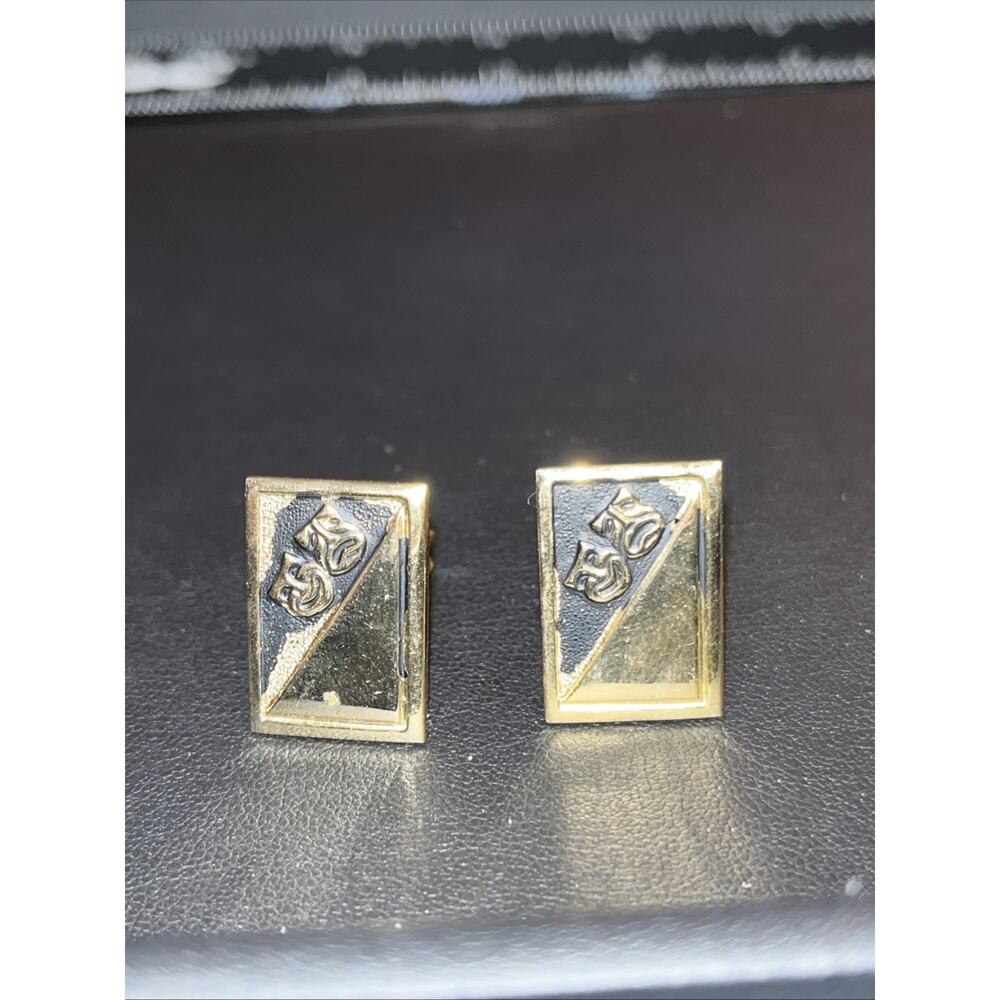 Vintage Comedy Tragedy Mask Gold Tone Cuff Links